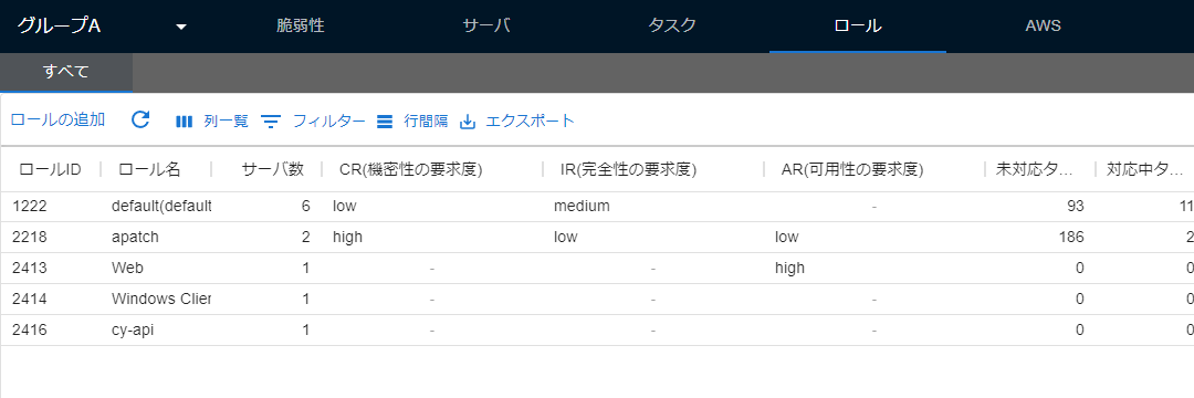 ロール一覧